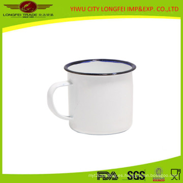 Taza de esmalte lateral dentro y fuera de color blanco